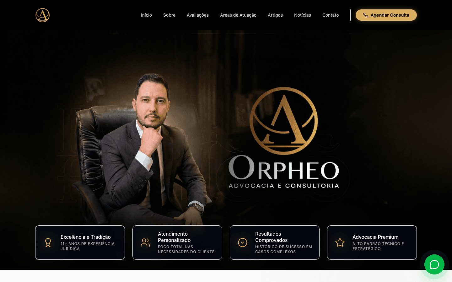 Screenshot do projeto Orpheo Advocacia