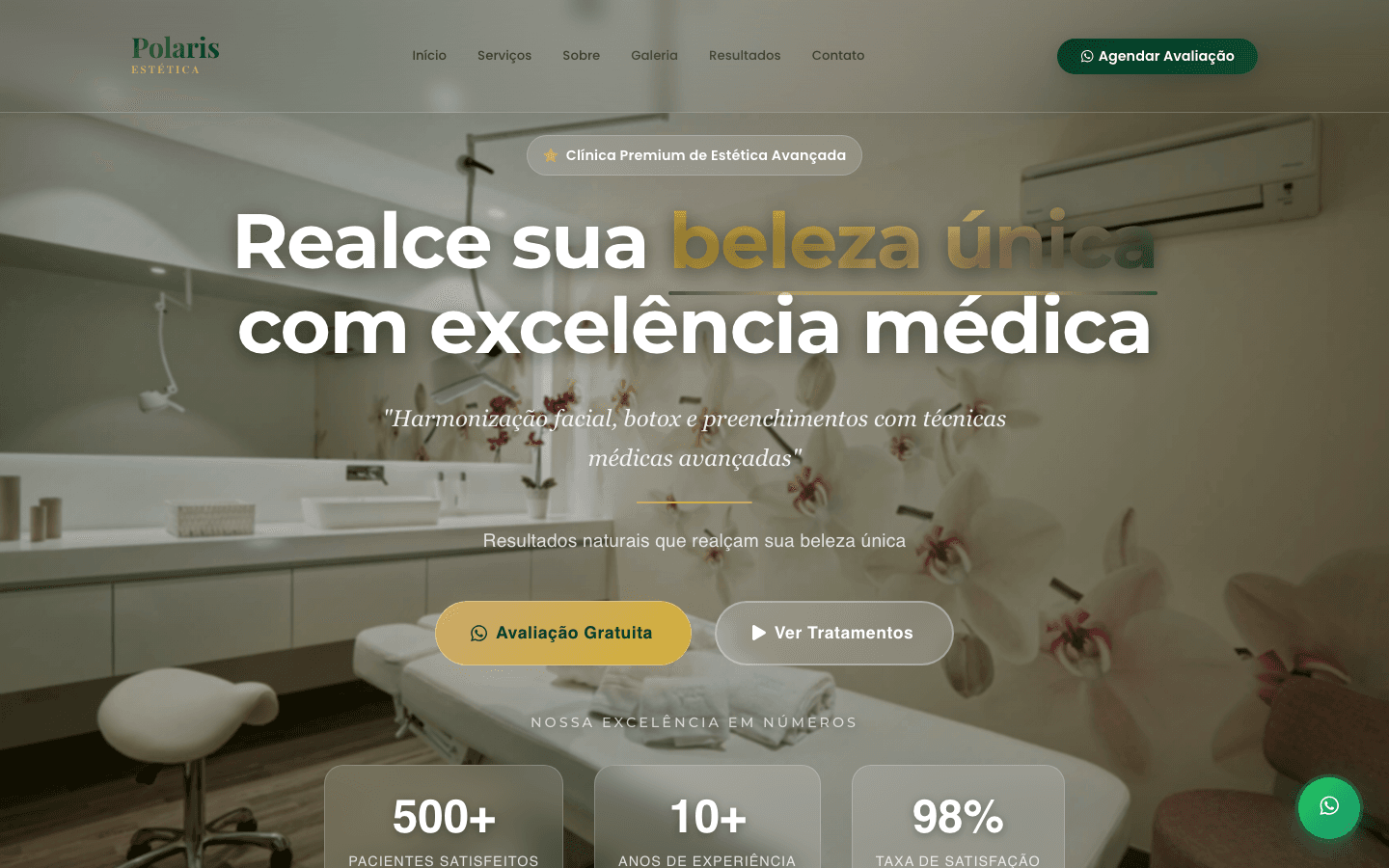 Screenshot do projeto Clínica Polaris